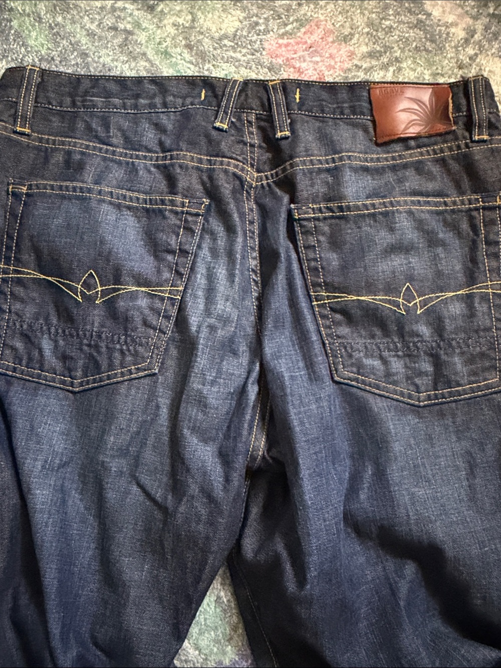 Agave Waterman Relaxed Straight Agate Beach Dark Blue Wash Men’s Jeans - Picture 3 of 5